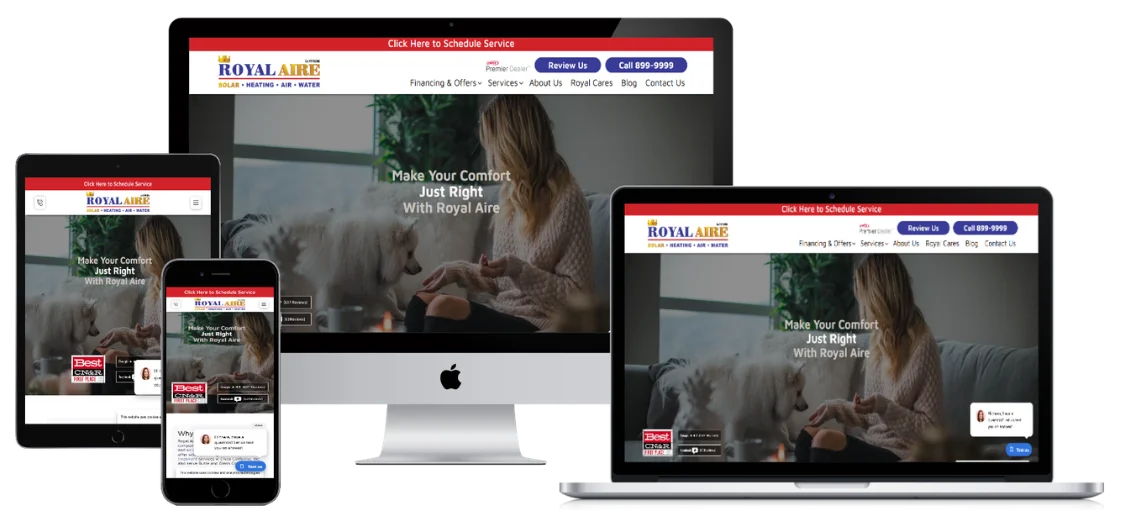 Royal aire website view on all devices