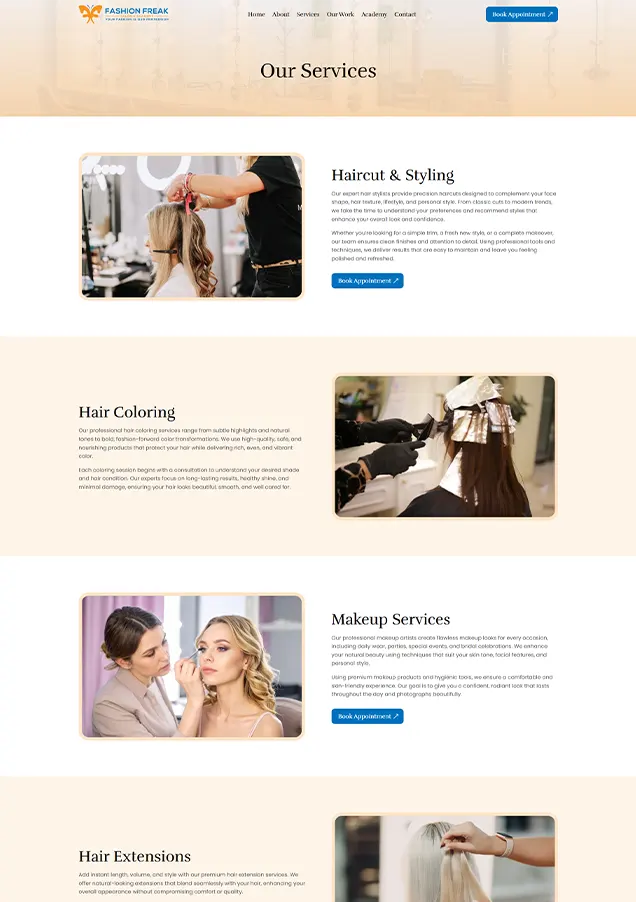 Fashion freak service page