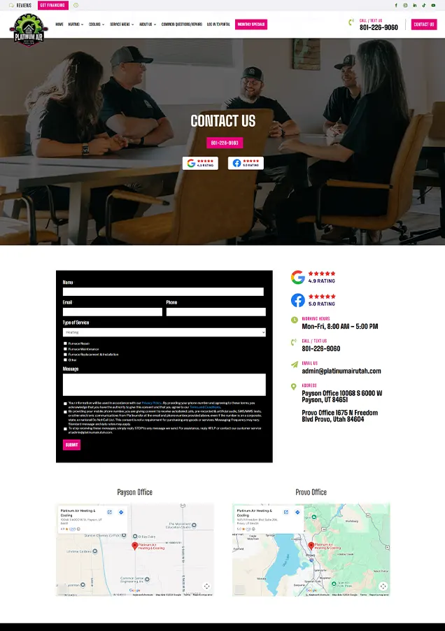 Platinum contact page