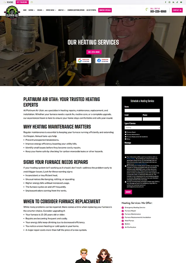 Platinum heating page