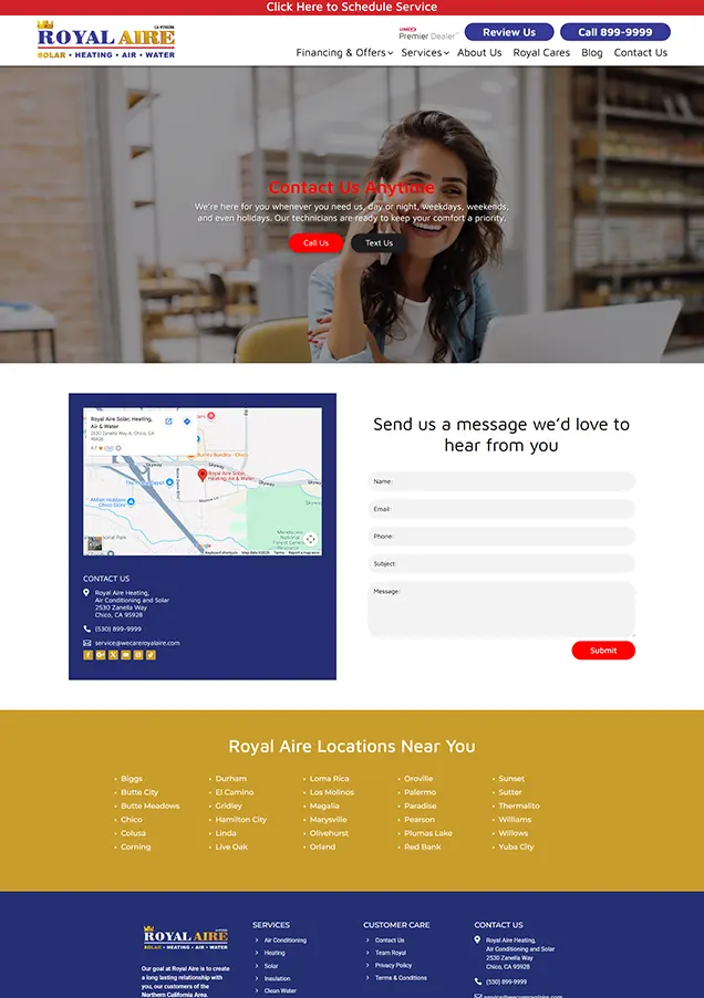 Royal aire contact page