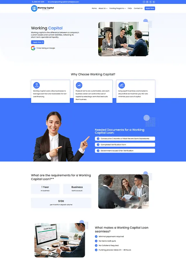 Working capital service inner page