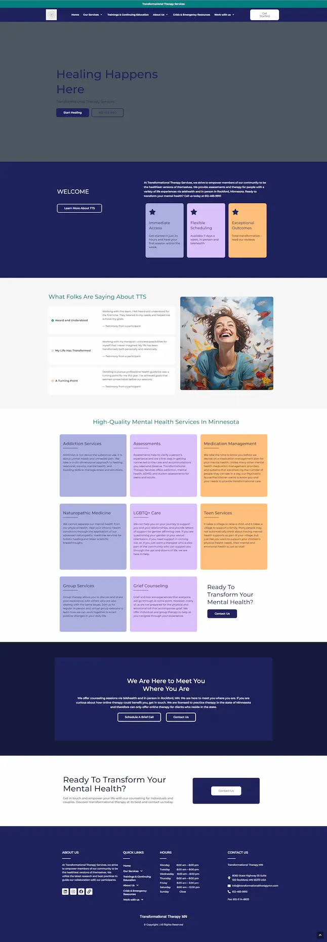 Before Transformational Therapy Website