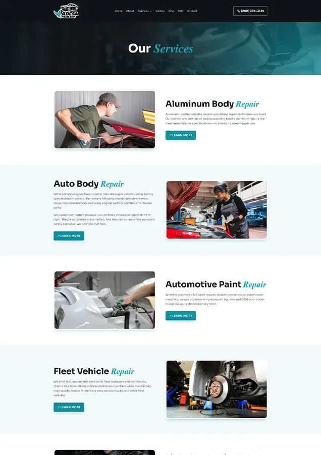 Adesa auto body service page