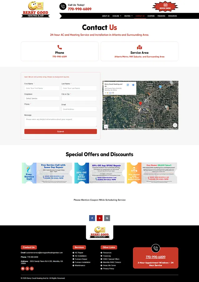 Berry good heating and air contact page