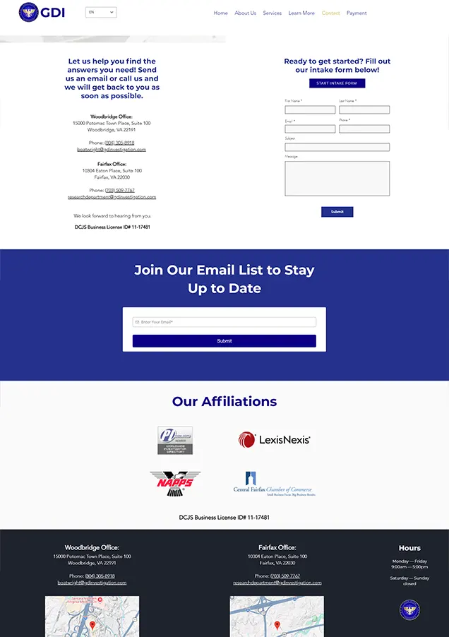 Global defense investigation contact page