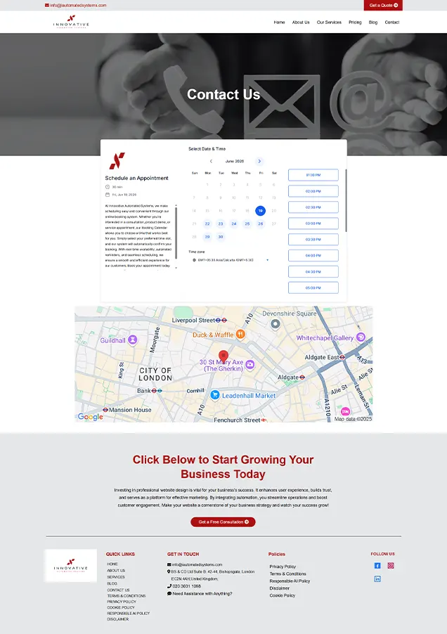 Innovative automated systems contact page