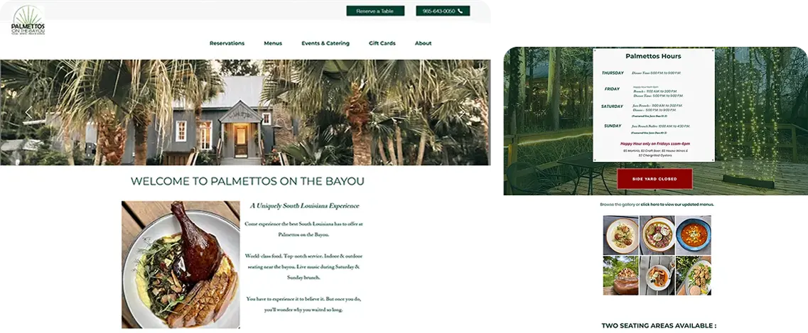 Palmettos on the bayou hero img