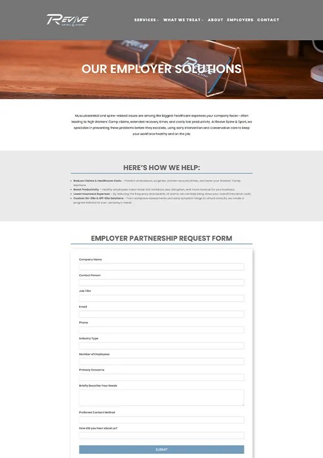 Revive-spine-and-sport-employee-page