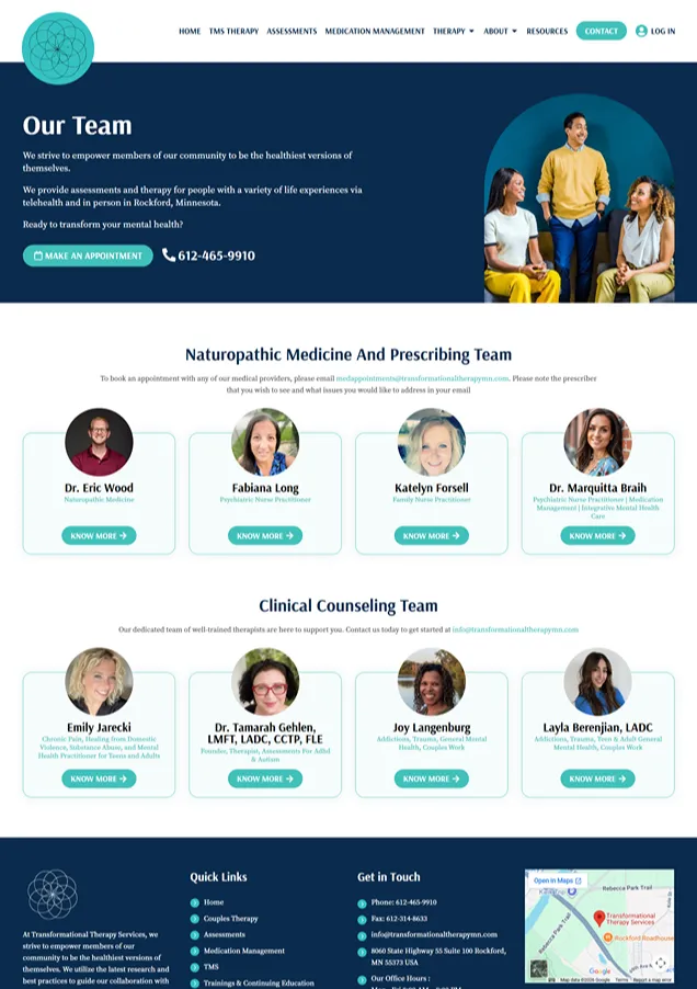 Transformations Therapy Our Team Page